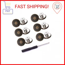 12 Pcs Button for Sewing Metal Jeans,ICEYLI 17 mm No-Sew Nailess Removable Metal