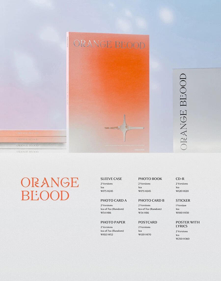 ENHYPEN [ORANGE BLOOD] 5th Mini Album CD+P.Book+4 Card+Photo