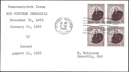 🍁Canada  #440    "SIR WINSTON CHURCHILL"     Fine Used  1965 First Day Cover