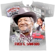 FRED SANFORD T-SHIRT PIMPIN AINT EASY. SANFORD AND SON. LAMONT AND ESTER. COMEDY
