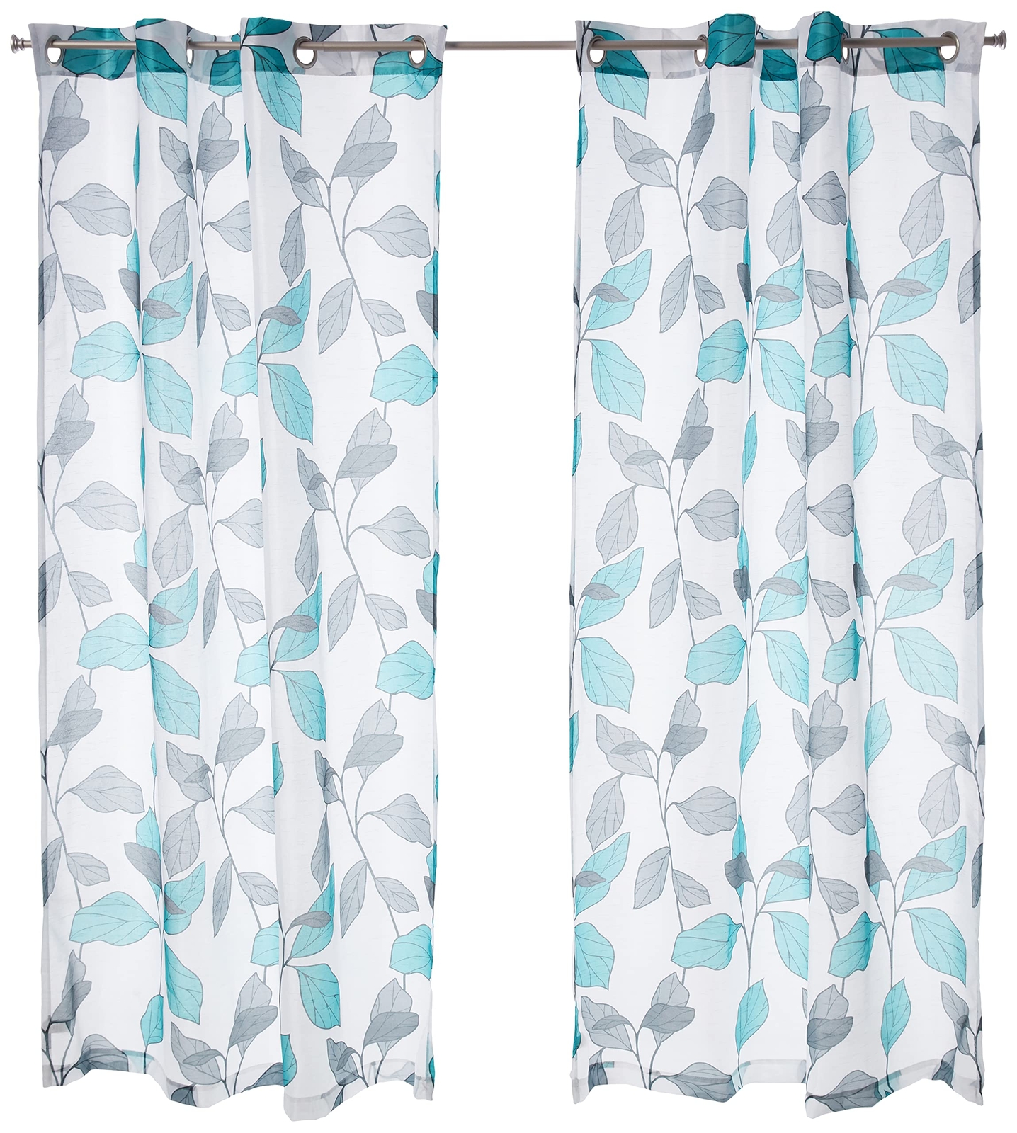 Karine Faux Silk Curtain Set, 55x84 2PC, Grey-Blue