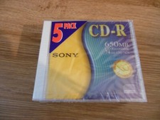 SONY CD-R 650 MB CD Recordable 74min CDQ-74CN 5 Pack Blank CD's New