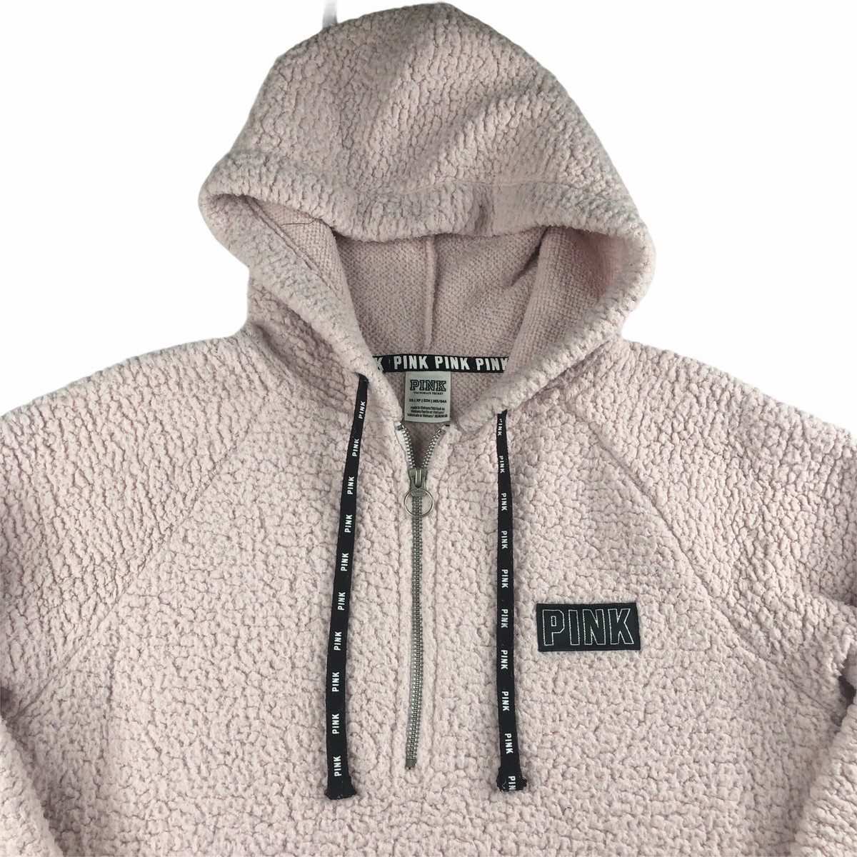 Victoria's Secret PINK Sherpa Pullover 1/2 Zip Sweatshirt Hoodie