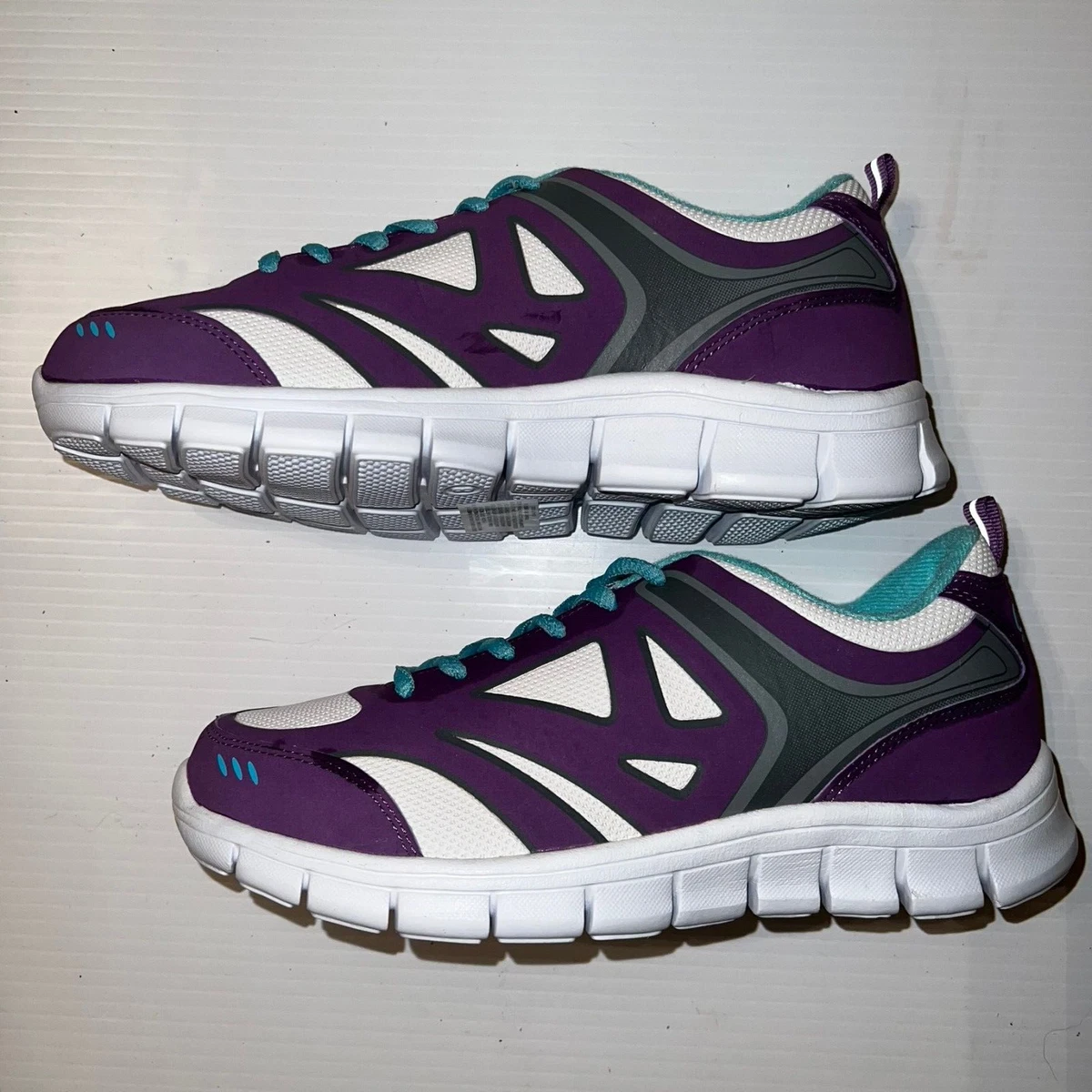 Curves Women s Athletic Shoes Multi Color Purple Green White New Size 8 Leather