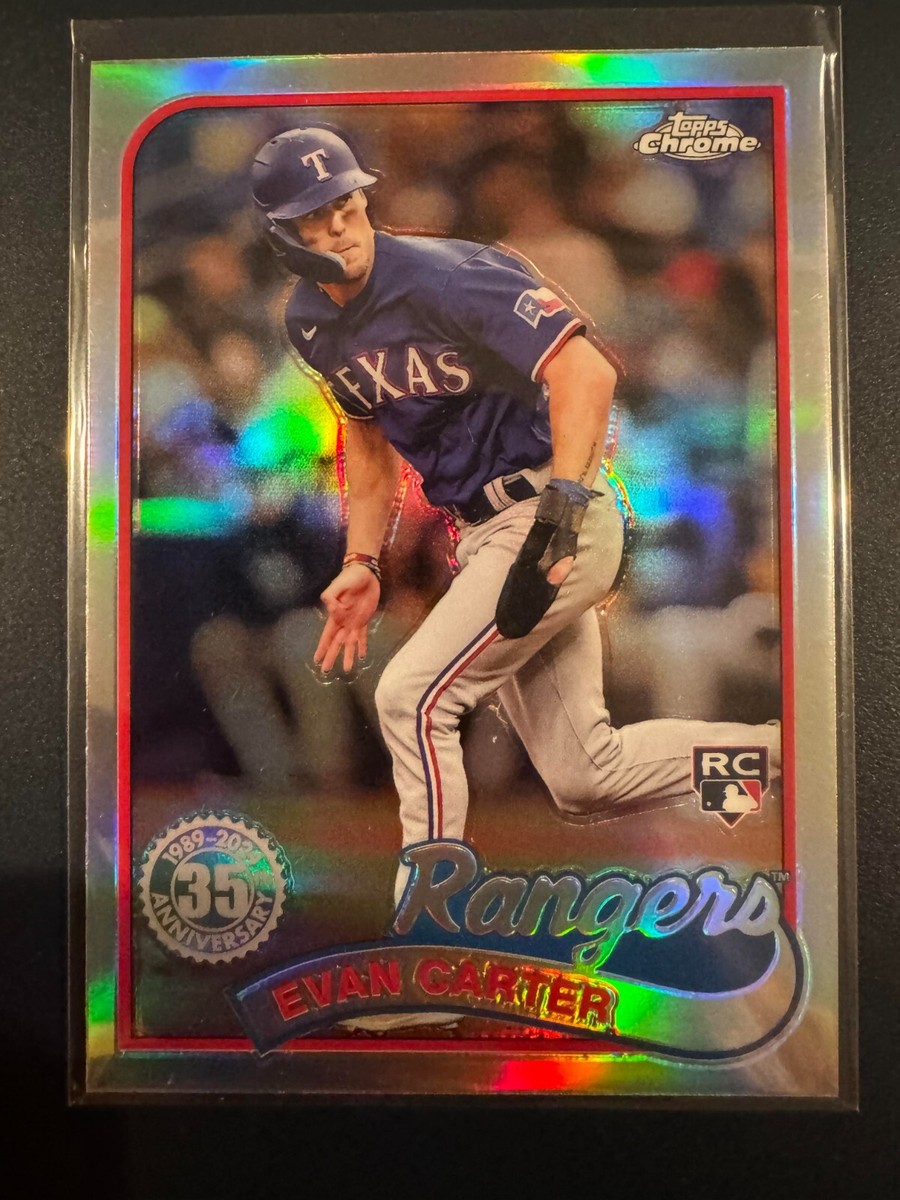 Evan Carter RC, 1989 Topps Baseball #89CB-13 - 2024 Topps Chrome