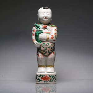 Antique Kangxi Period Chinese porcelain Statue Standing Boy China Verte