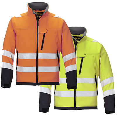 SNICKERS 1213 HIGH-VIS SOFTSHELL JACKE GELB/ORANGE WASSERABWEISEND KLASSE 3