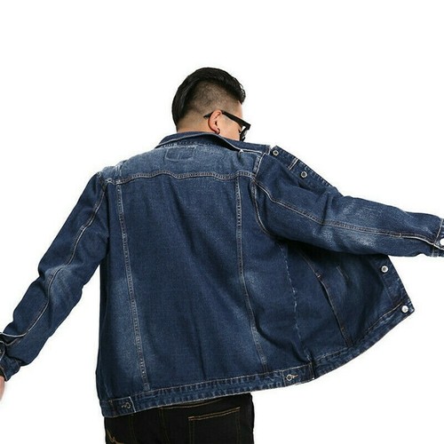 Mens Denim Jacket Trucker Jean Coat 