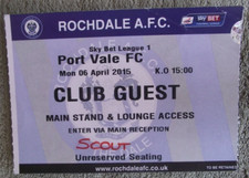 2014-15 Rochdale v Port Vale -  League One - Used Ticket stub