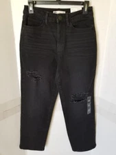 SO Goods for Life High Rise Straight Distressed Black Denim Jeans Size 5/27W NWT