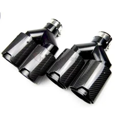 For BMW Dual Exhaust Twin End Tips Tail Pipe 2.5inch OR 63MM In US Carbon Fiber