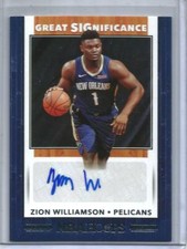 Zion Williamson 19/20 Panini NBA Hoops Great Significance Autograph Rookie SSP!