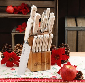 White Cutlery Set 14-Piece The Pioneer Woman Knife Block Kitchen Best Gift | eBay