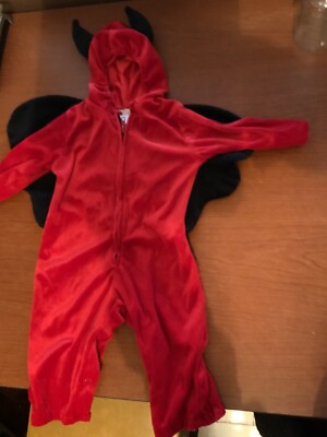 Halloween Toddler Baby Costume Lil Devil Sz 12-18 M Jumpsuit w Hood Wings 