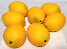 Large Yellow Lemons Decorative Fake Fruit , Lot of 7