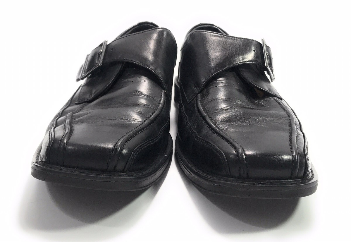 Clarks Mens Black Leather Buckle‎ Double Monk Strap Shoes  13 BLAKE - Black Double Monk Strap Shoes | Jack Martin Menswear main image 3