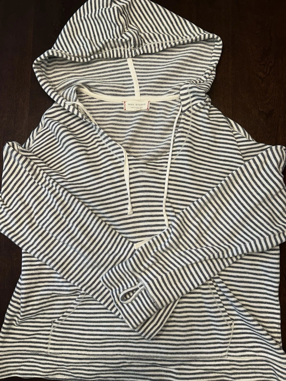 OFF WHITE Felpa donna con cappuccio Max Studio a righe taglia L peso estivo