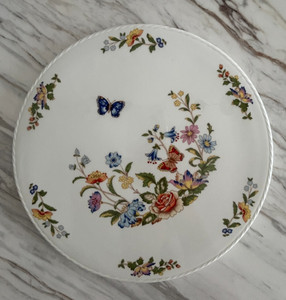 NEW Aynsley Cottage Garden Serving Cake Plate Rope Edge Bone China, England