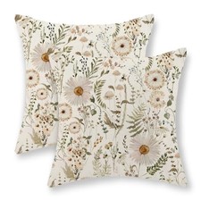 Sage Green Floral Pillow Covers 18" x 18" Pack of 2 Sage Green Wildflower