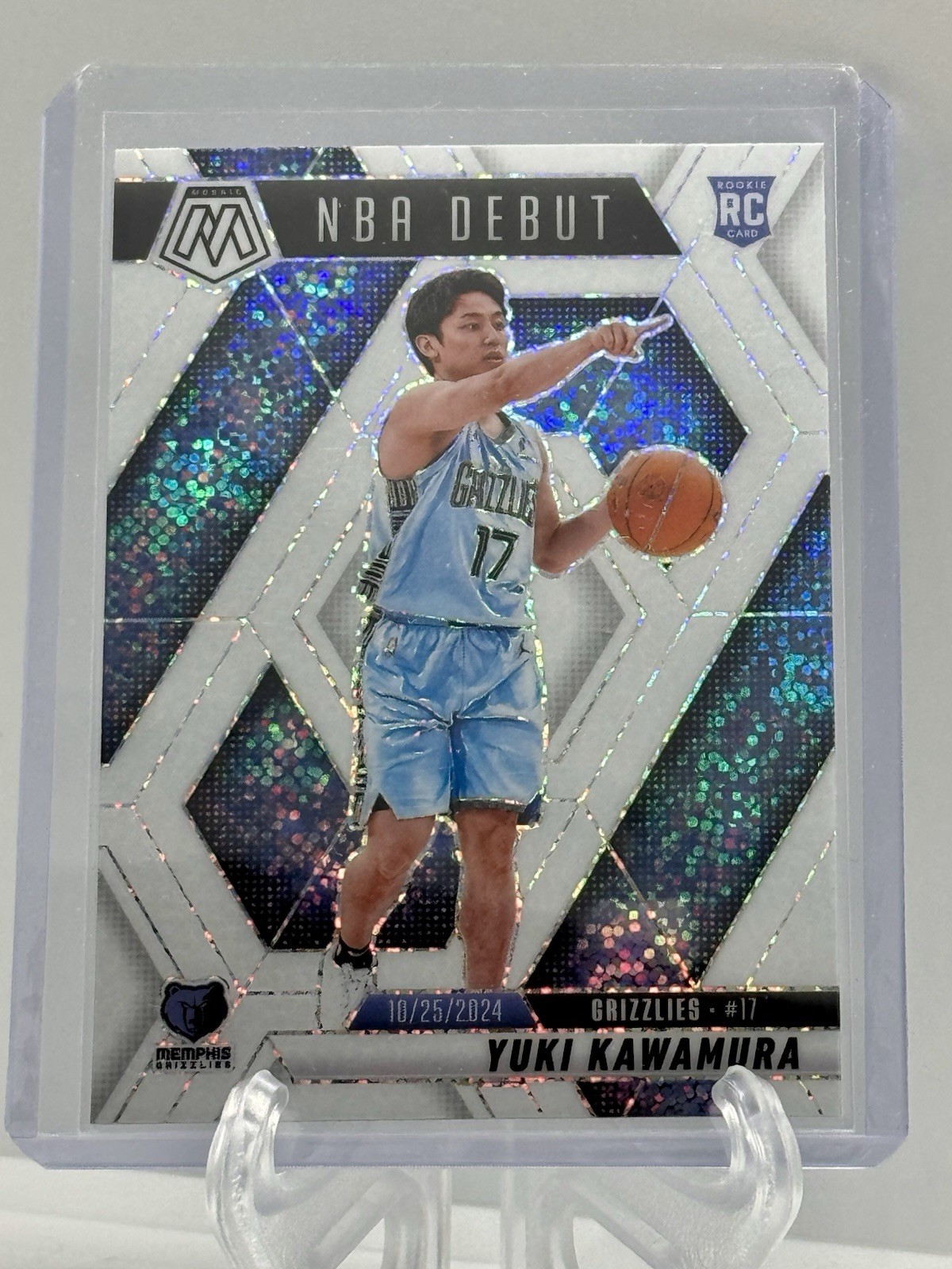 Yuki Kawamura NBA Debut 2024-25 Panini Mosaic White Sparkle Grizzlies Rookie SSP