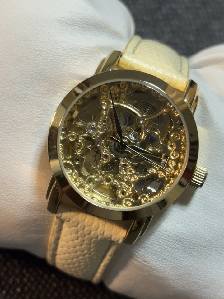 Akribos XXIV Automatic Mechanical Gold Tone Skeleton Womens Watch,Runs - Image 3 of 4