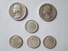 Lot of 2 US Quarters 90% Silver 1940's & Lot of 4 90% Silver 1964 Dimes Coins