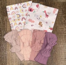 Baby Girl's Burp Cloth and Headband Bundle Pink And Purple Boho