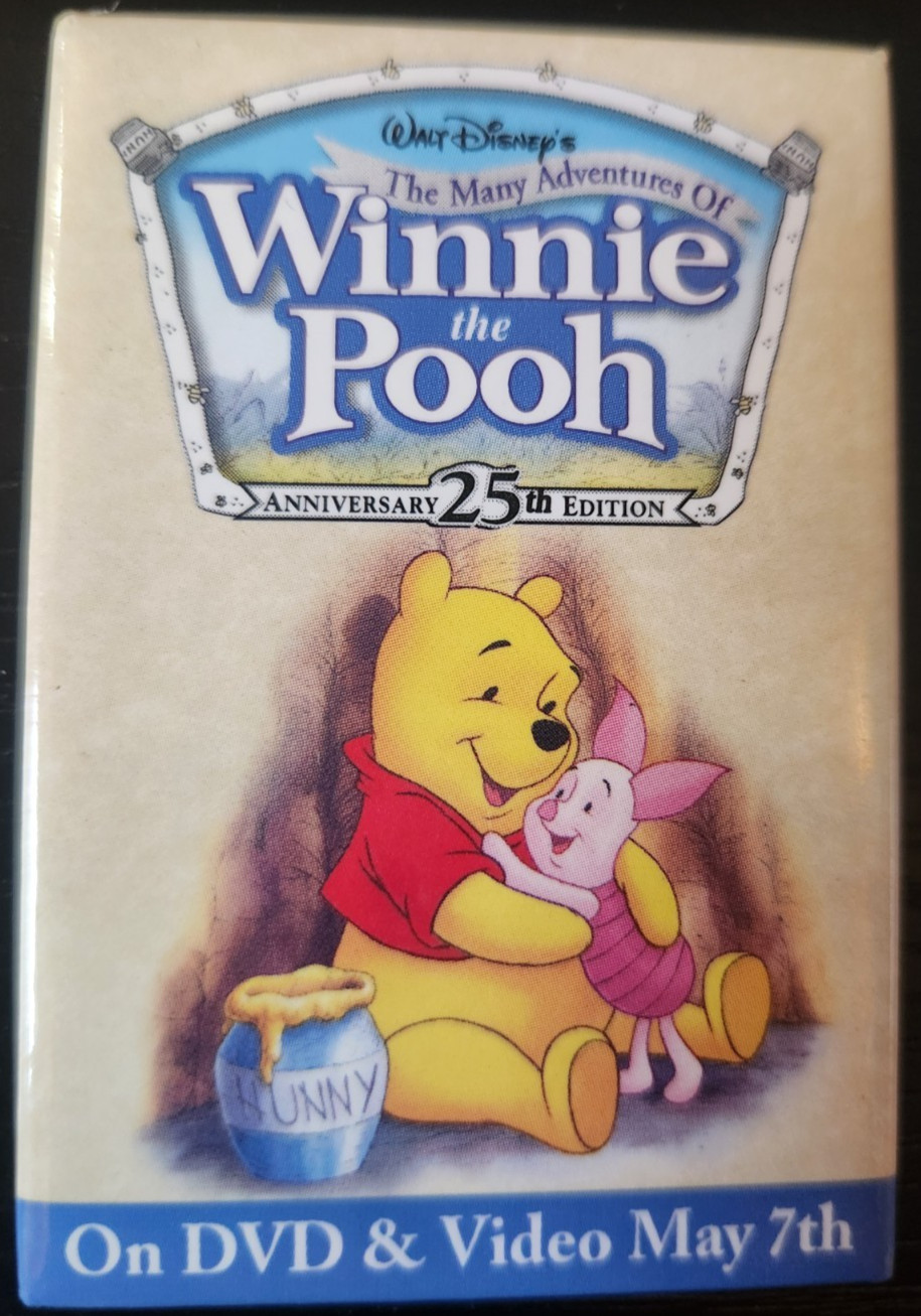 The Many Adventures of Winnie the Pooh (25th Ann) DVD / Video Release Promo Pin