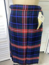 NWT Vintage Pure New Wool Plaid Kilt Skirt Sz Large Tartan Pleated Midi Academia