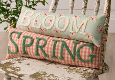 NEW Farmhouse PILLOWS 2 ASSORT BLOOM SPRING 6"Hx18"W LUMBAR Cottage FLORAL CHECK
