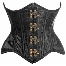 Daisy Corsets Top Drawer Double Steel Boned Black Brocade Curvy Underbust