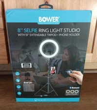 NEW- 8" Selfie Ring Light Studio W/51" Extendable Tripod & Phone Holder by Bower