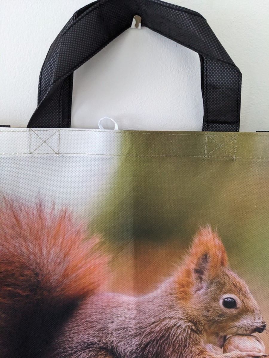 Squirrely Squirrel Lover Tote Bag - Natural Canvas Reusable Shopping Bag, 2 Sizes - View #11