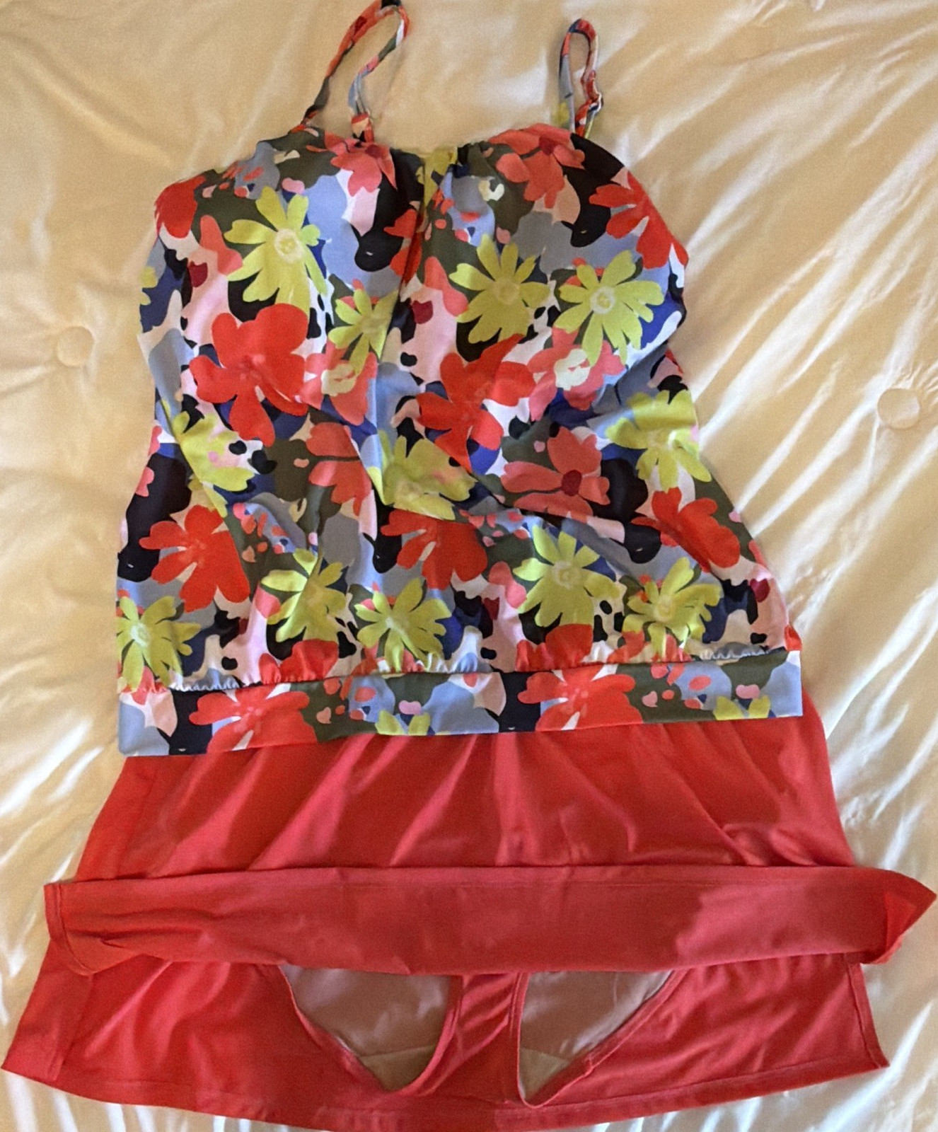 Swim By Cacique Women’s 2pc Tankini Set Floral Multicolor/Red Plus Size 18
