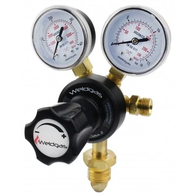 WELDGAS GAS BOTTLE PRESSURE FLOW REGULATOR SINGLE STAGE DUAL GAUGE NITROGEN INERT GAS