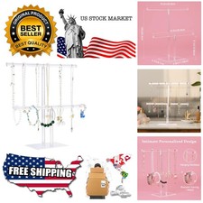 Jewelry Stand Necklace Holder, Acrylic Jewelry Display Holder, Necklace and B...