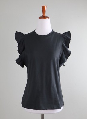 SUNDANCE Catalog NWT Bishop + Young Uptown Ruffle Sleeve Tee Top Size Medium