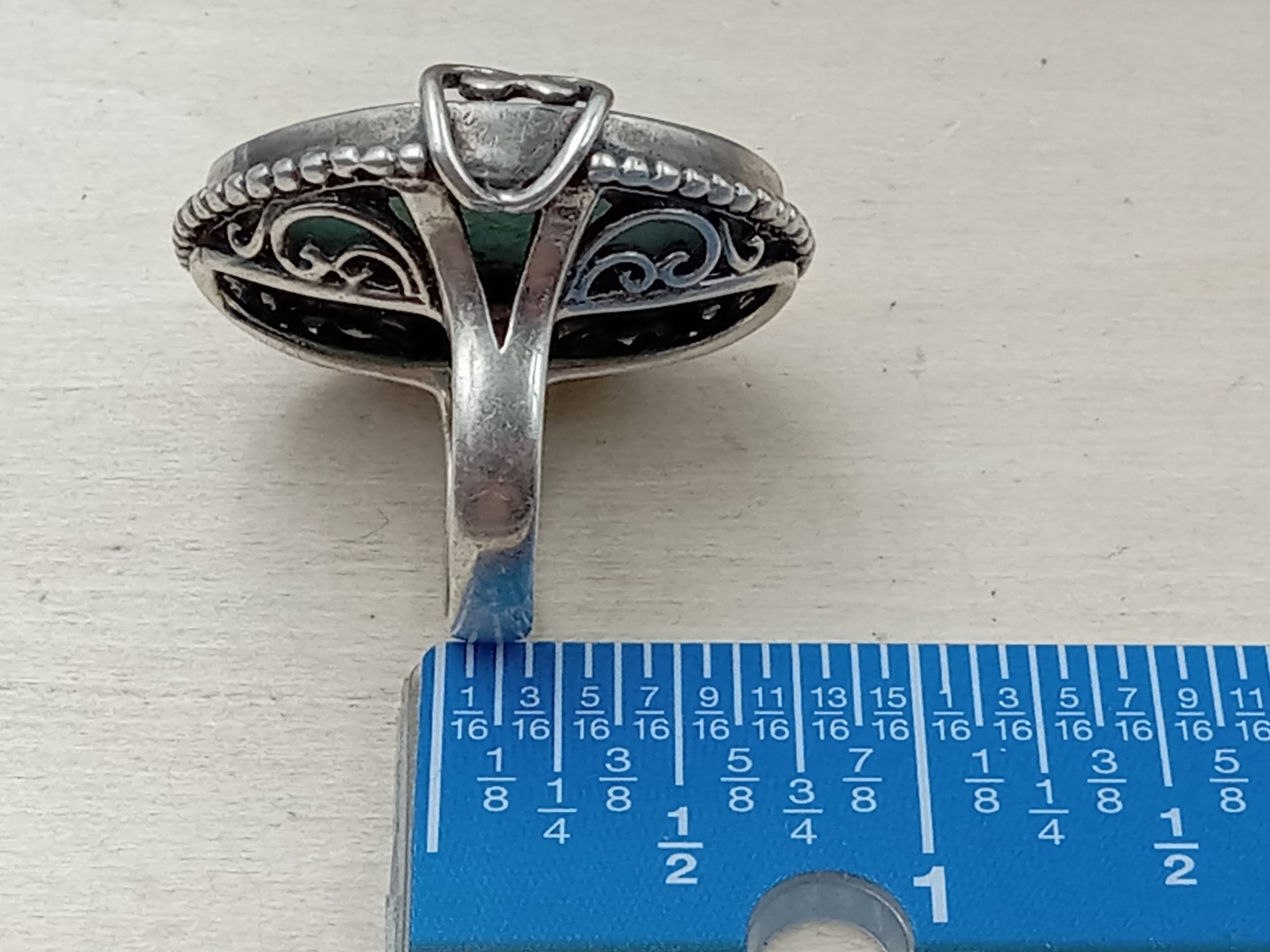 Statement Sterling Silver Ring 1.3" Diameter Faux… - image 10