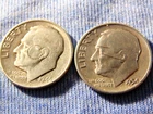 Lot of 2 Silver Roosevelt Dimes 1946d &1954p circulated junk silver