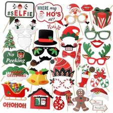 LINGTEER Photo Booth Props - 36 pcs - Fun Christmas Party