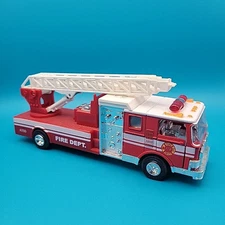 Fire Department Rescue Engine Ladder Truck 7" Pull Action & Siren Diecast Model