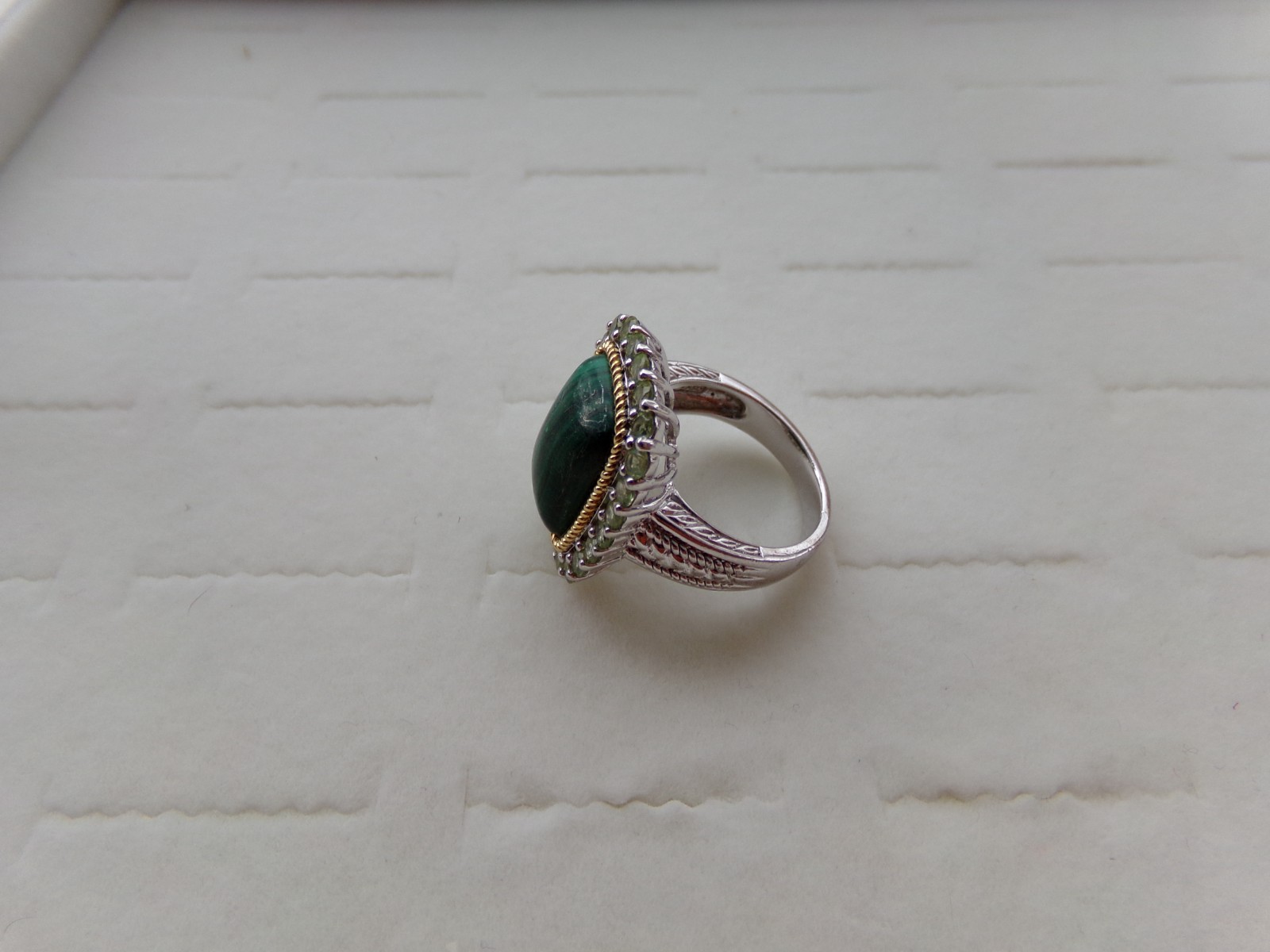 Malachite / Lime Solid Sterling Silver 925 Ring S… - image 2