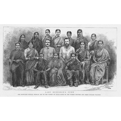 INDIEN Ärztinnen unterstützt von Lady Dufferin's Fund - antiker Druck 1887