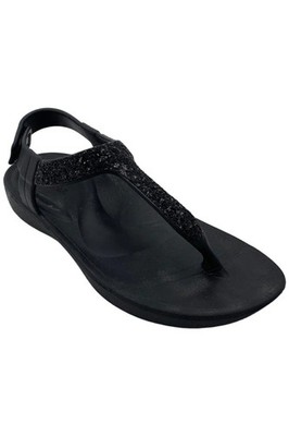 Aetrex Women's Parker Sparkle EVA Arch-Support Thong Sandal Black
