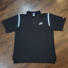 Vintage Philadelphia Eagles Reebok Polo Shirt Mens XL Black Short Sleeve Golf