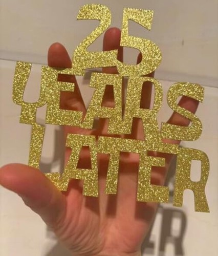 Glitter 25 YEARS LATER Cake topper,25th Birthday Cake Topper,25 Wedding Gold - 第 7/8 張圖片