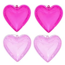 Large Heart Shaped Plastic Valentine's Day Ornaments, 3.9" Gem Heart