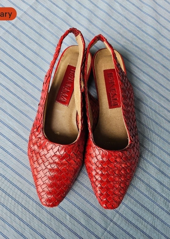 Mocasín para mujer Ipanema tejido de cuero rojo espalda abierta 6M Foto 2 de 4