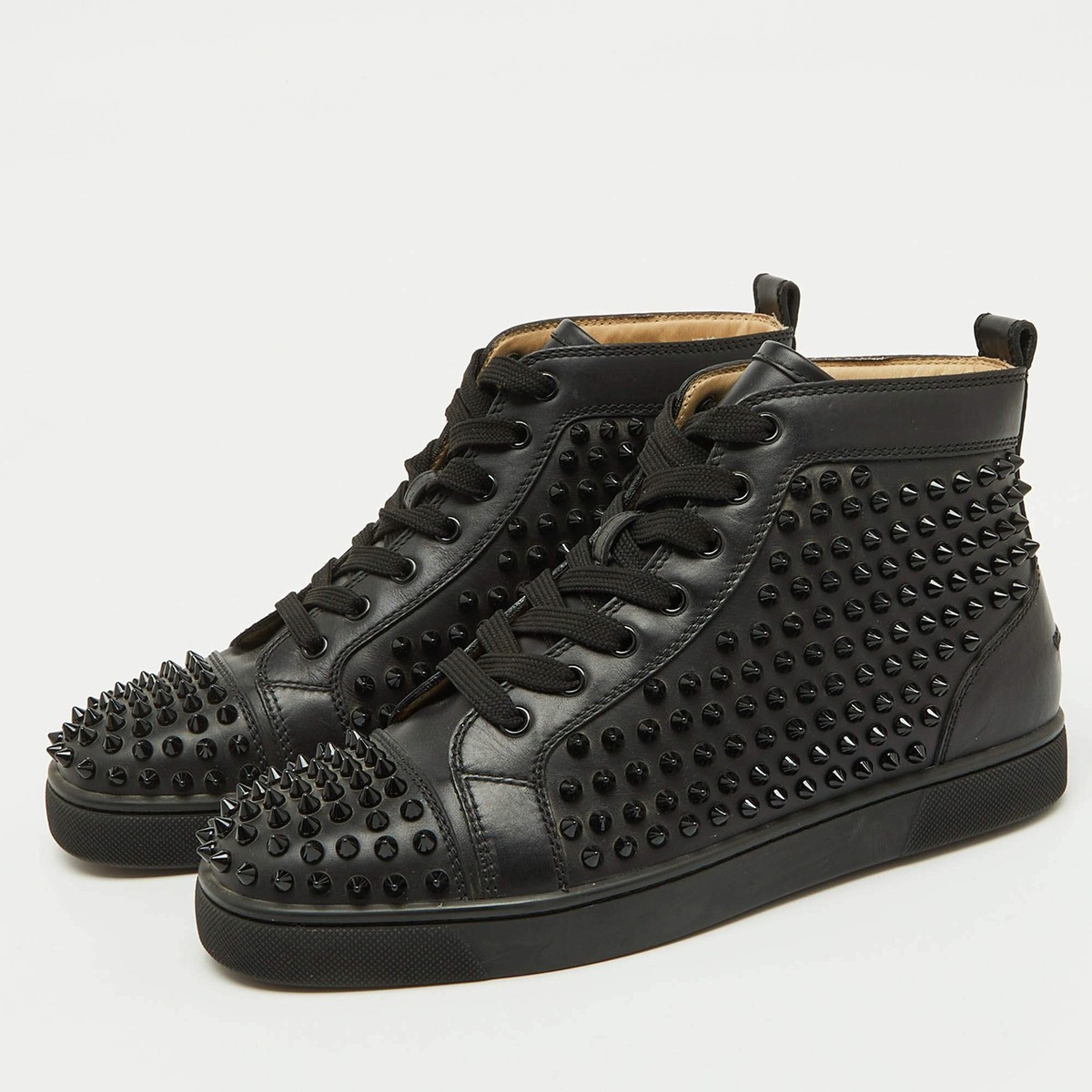 Christian Louboutin スニーカー スパイク 1190555 Christian Louboutin Black Leather Louis Spikes High Top Sneakers