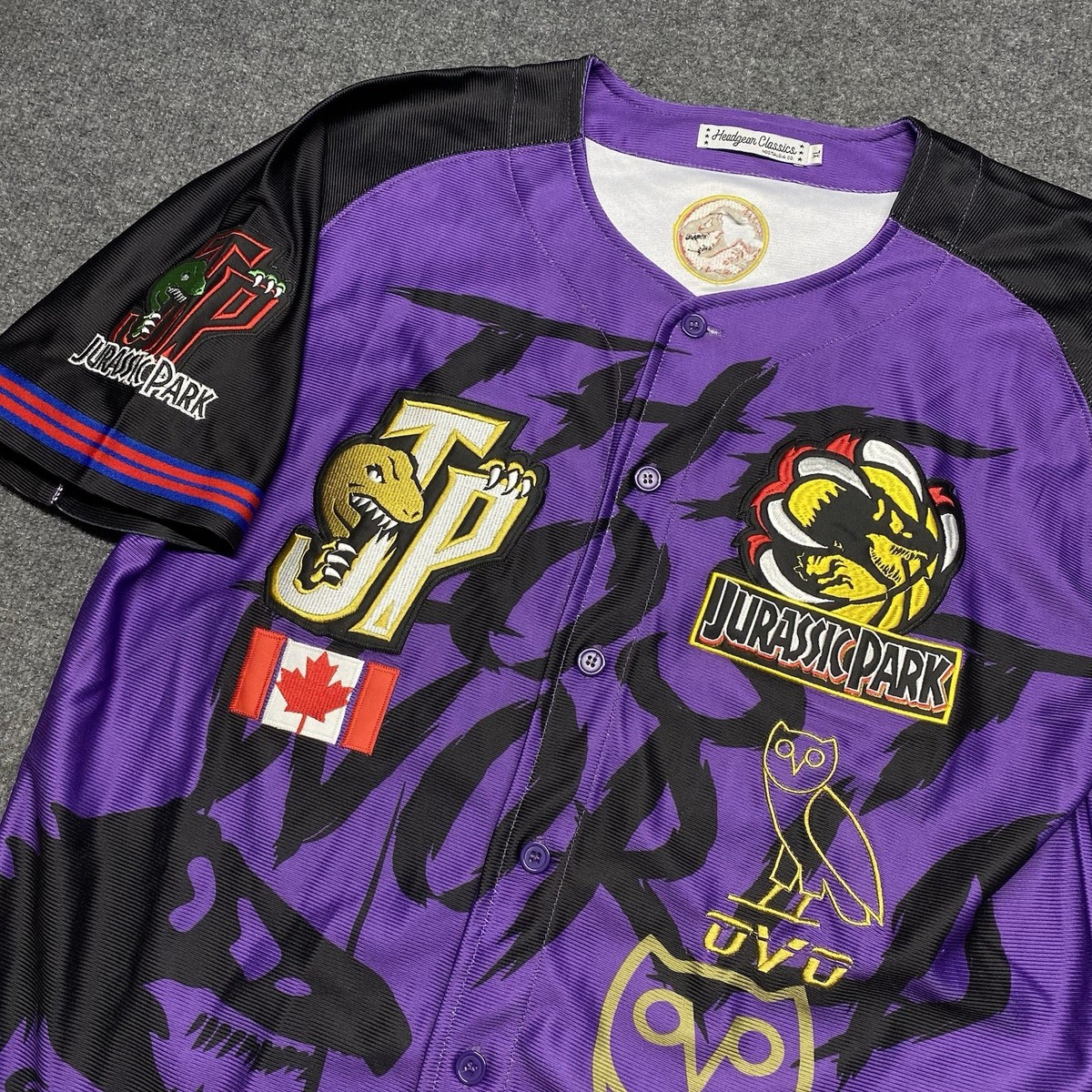 Headgear Classics Jurassic Park X OVO Men's Baseball Jersey XL